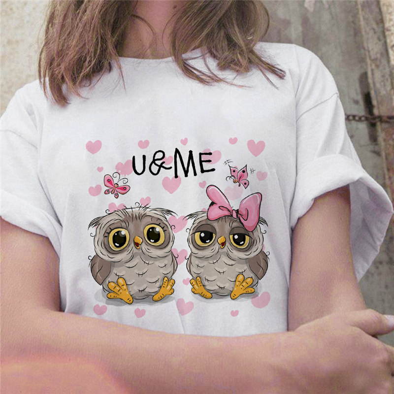 Title 8, Owl Cute Cartoon Print Short Sleeve