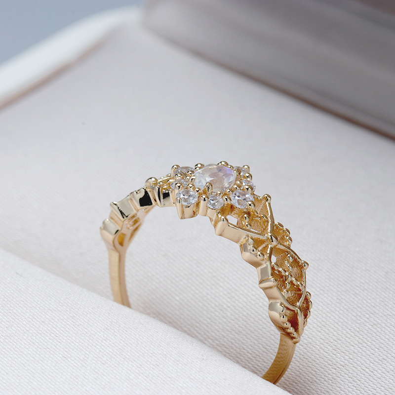 First Snow Crystal Gorgeous Ring Natural Moonstone