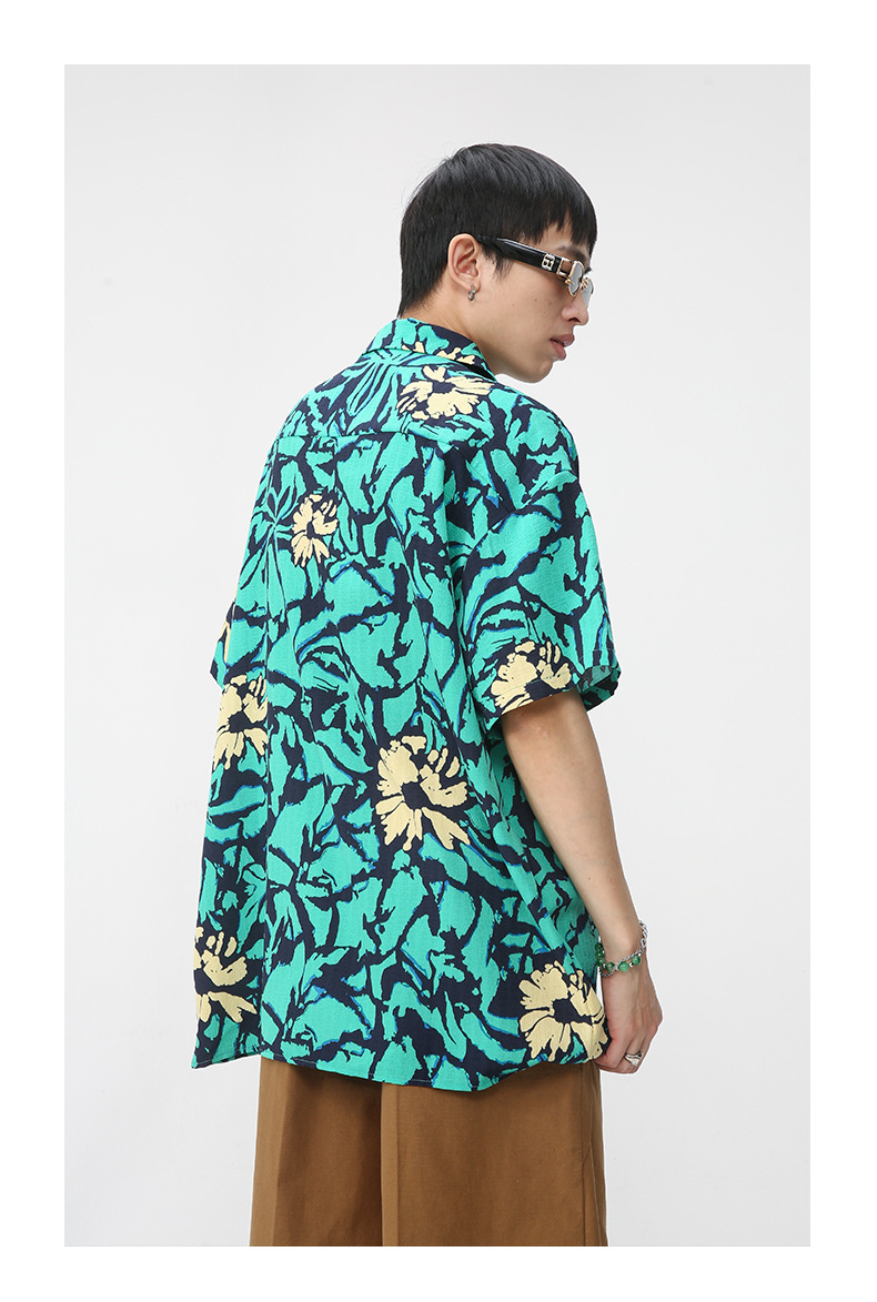 Men's Floral Tie-dye Retro Short Sleeve Shirt