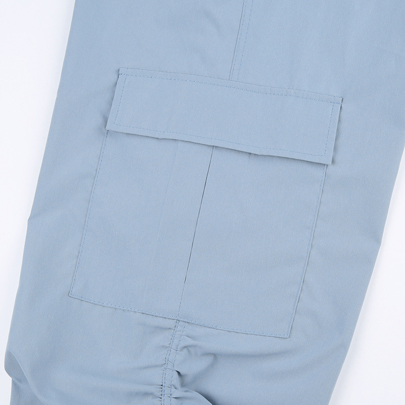 Title 12, Grey Blue Pleated Drawstring Casual Pants For W...