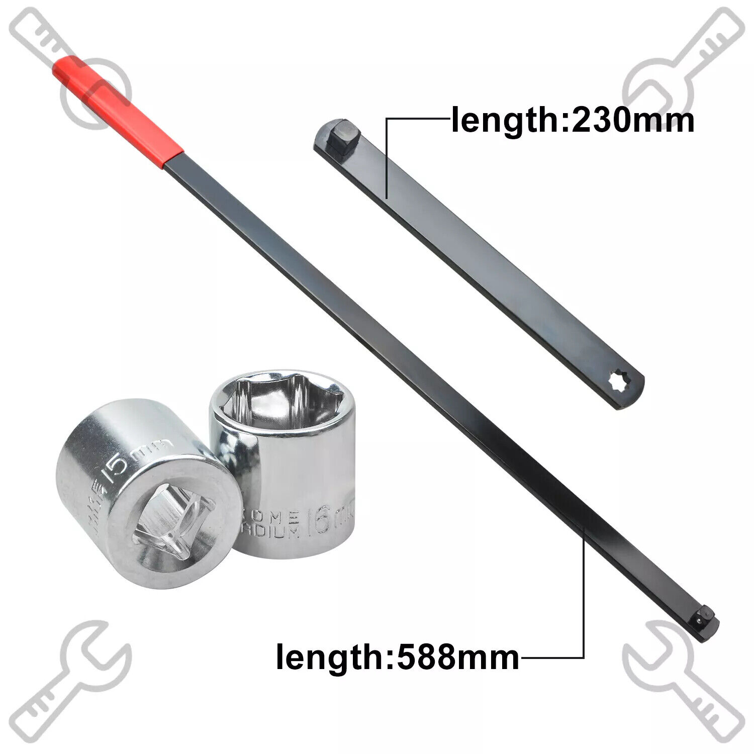 8Pcs Serpentine Belt Tension Setting Tool Set 580mm Long Pulley Wrench Kit — image 8
