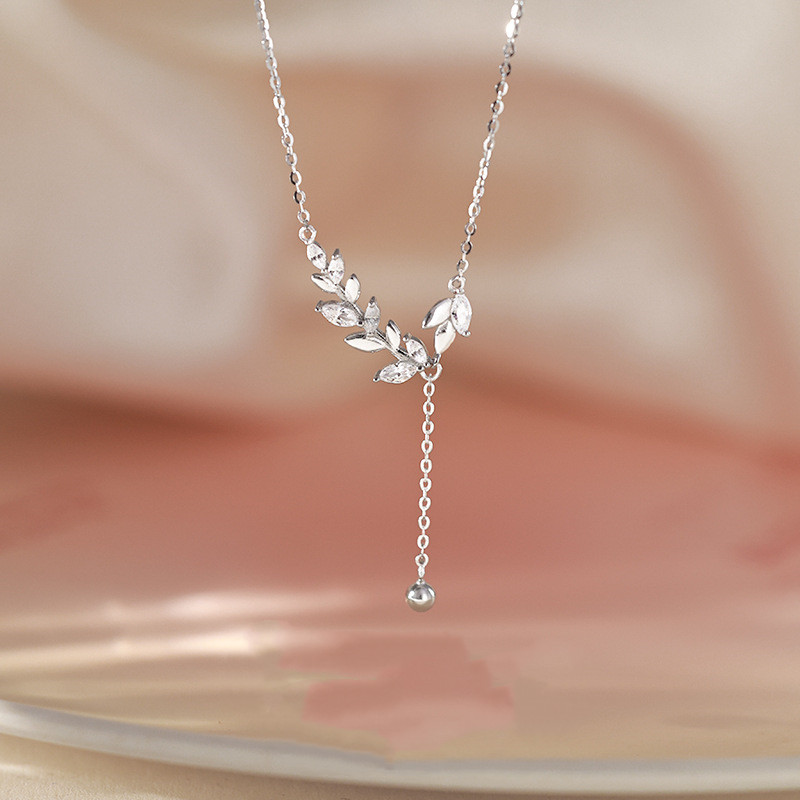 925 Sterling Silver Wheat Tassel Necklace Female Sweet