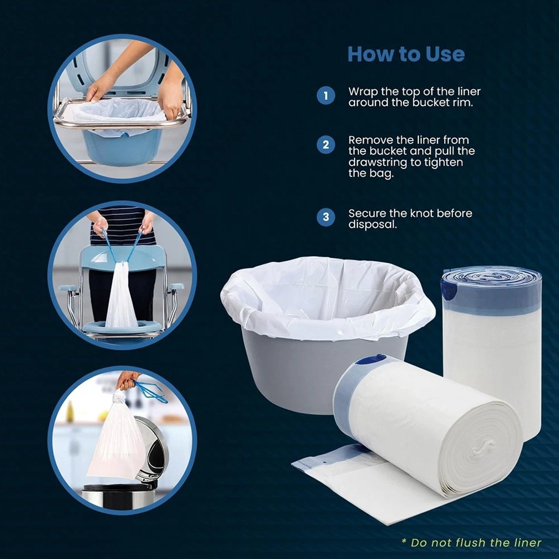 Pack Of 160 Commode Liners With Absorbent Pad Odorless Disposable Bags Universal