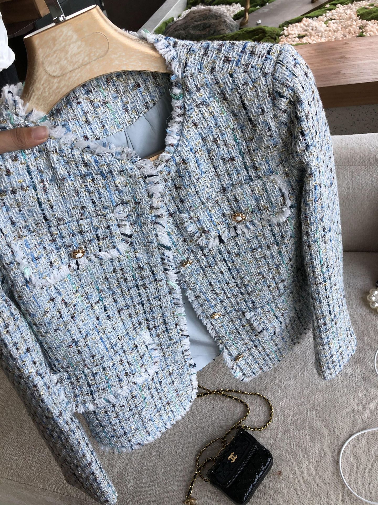 Title 9, Manteau décontracté en tweed à bords bruts