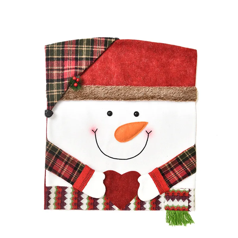 Santa Claus Beard Chair Cover Christmas Banquet Fabric - Snowman