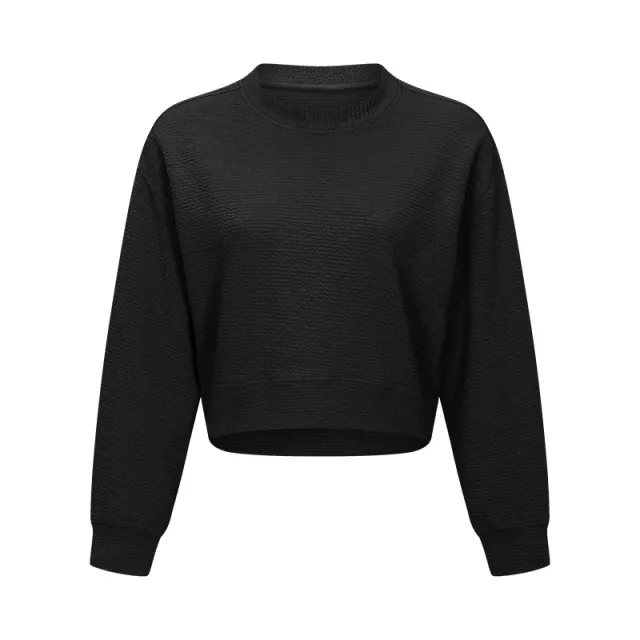 Staircase Cloth Short Pullover Sweater Loose Yoga Black - Shop at LoveMi
