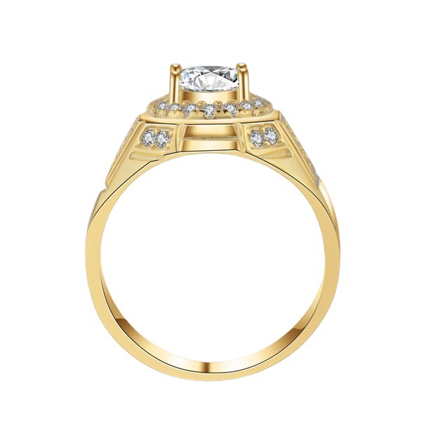 Title 3, 18K Gold Plated AAA Simulated Zircon Men