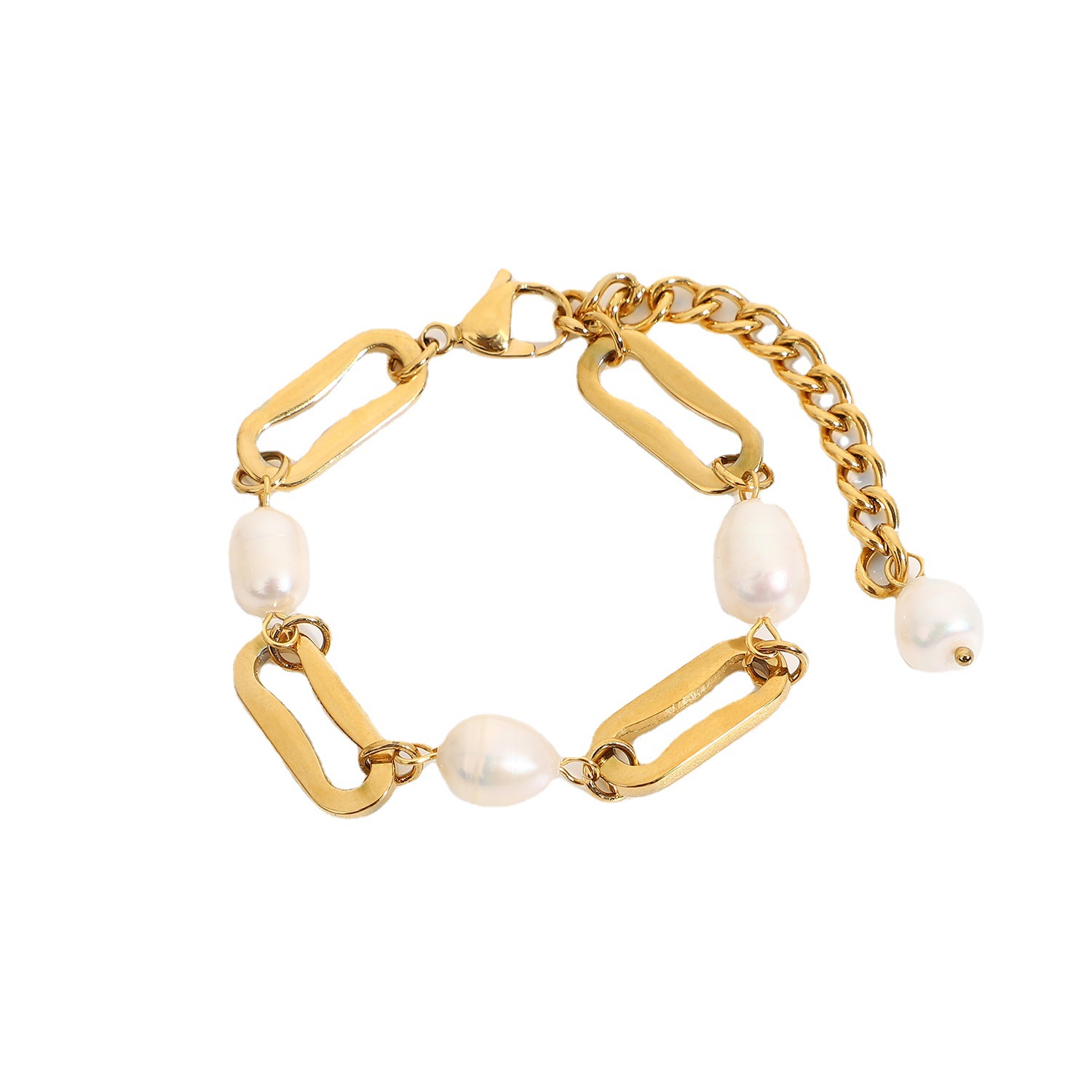 18K Gold Plated Stainless Steel Baroque Freshwater Bracelet