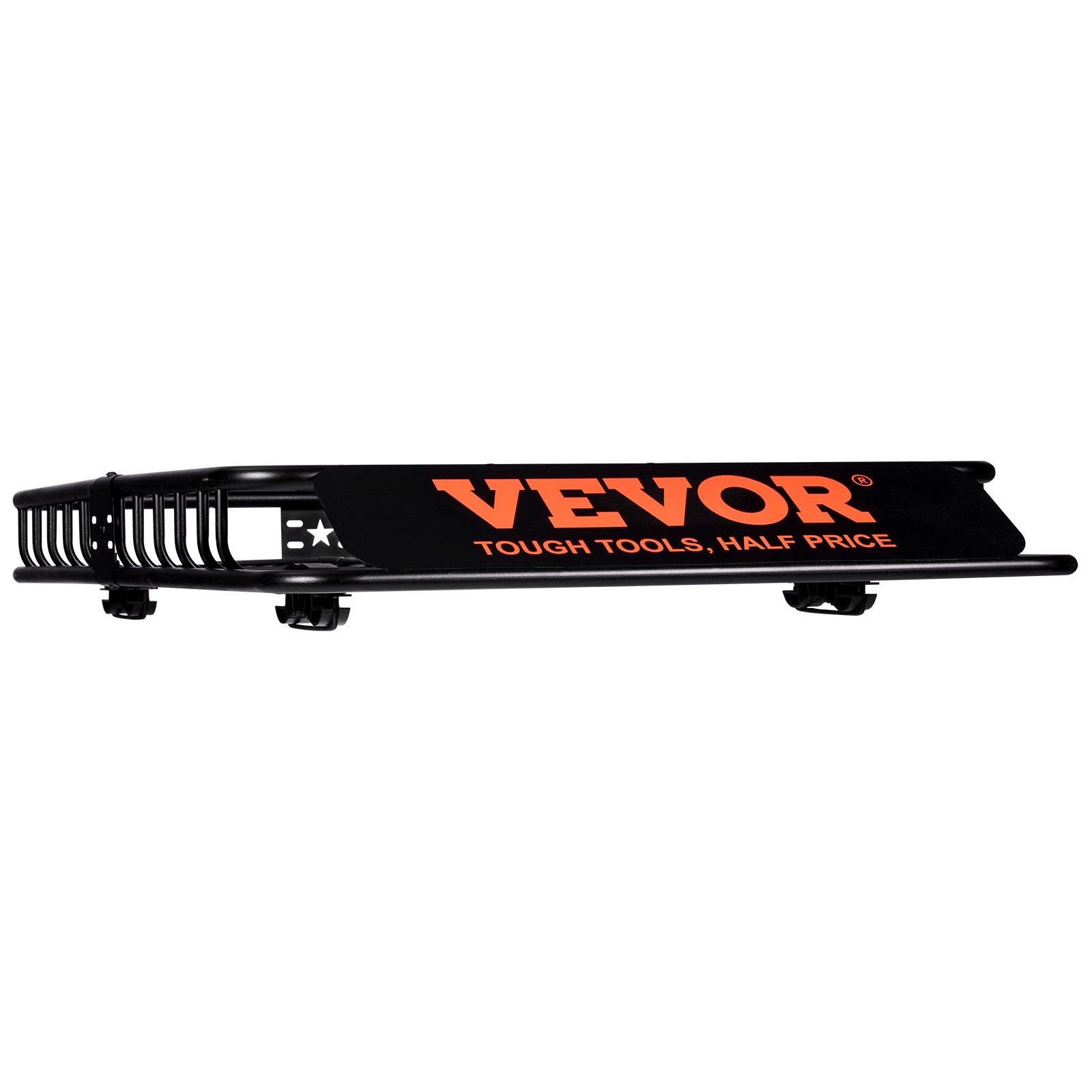 Open mesh floor design of VEVOR 200 LB roof rack cargo basket for SUV truck
