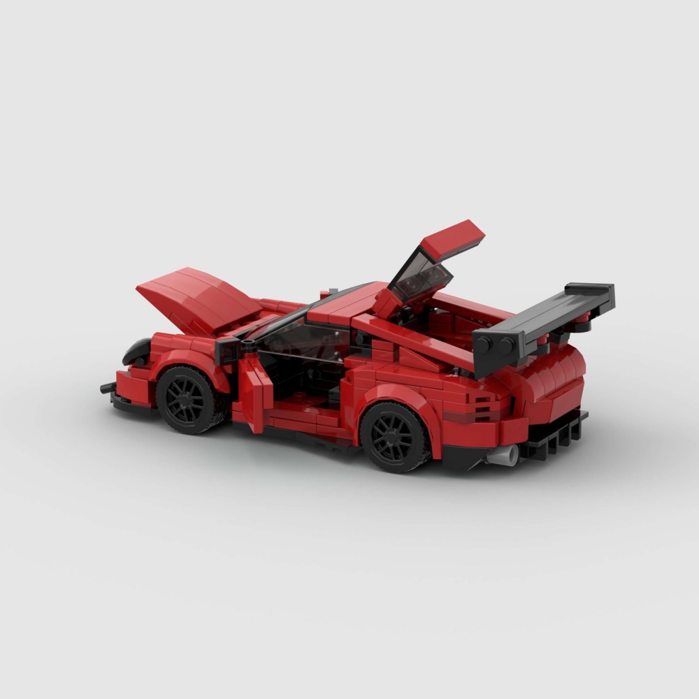 374PCS Red Sports Car MOC Building Blocks Porsche 911GT3 RS 3