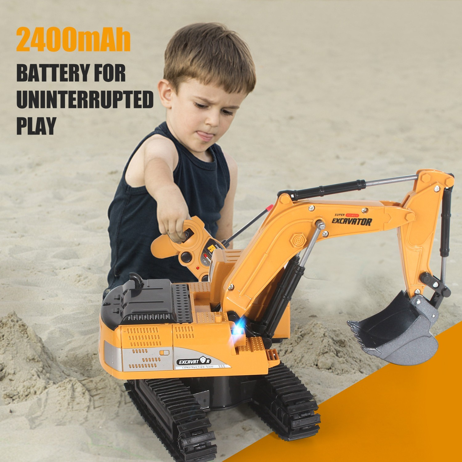 Remote control excavator digger truck construction toy for kids