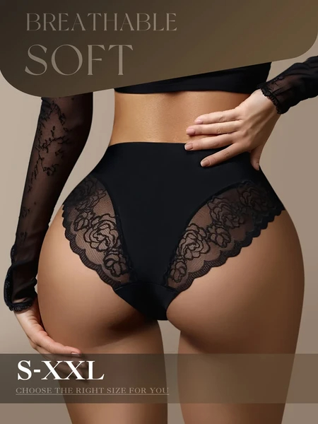 6 Packs Multi-Color Sexy Lace Triangle Panties Low Elastic Waist Fashion Women'S Hip Lifting Underwear Patchwork Lace image 4