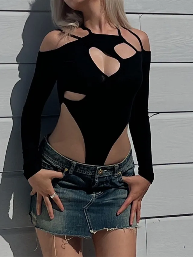 Personalized Cutout Off the shoulder Top Black - Shop at LoveMi