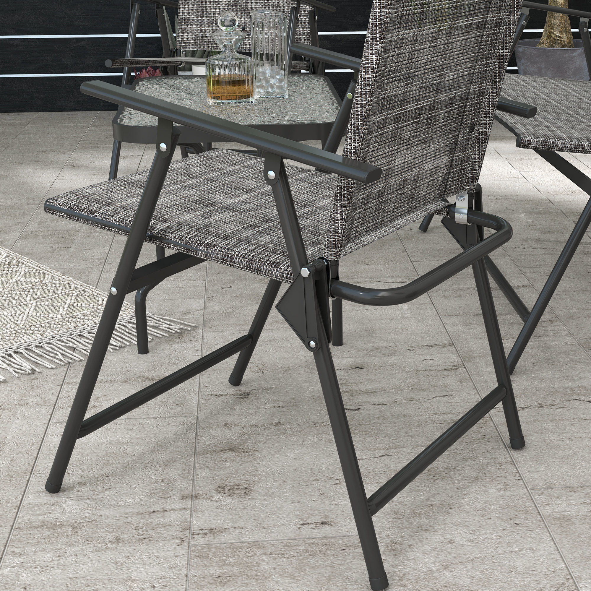 Four Piece Metal Garden Sofa Combination - Mixed Color Gray — image 3