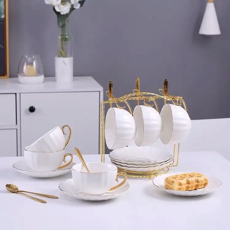 Gold Painted Living Room Coffee Cup Tea Set Tea Cup Set