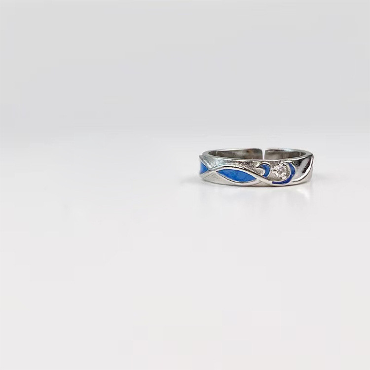 Title 2, Wavy Fishtail Couple Adjustable Opening Ring