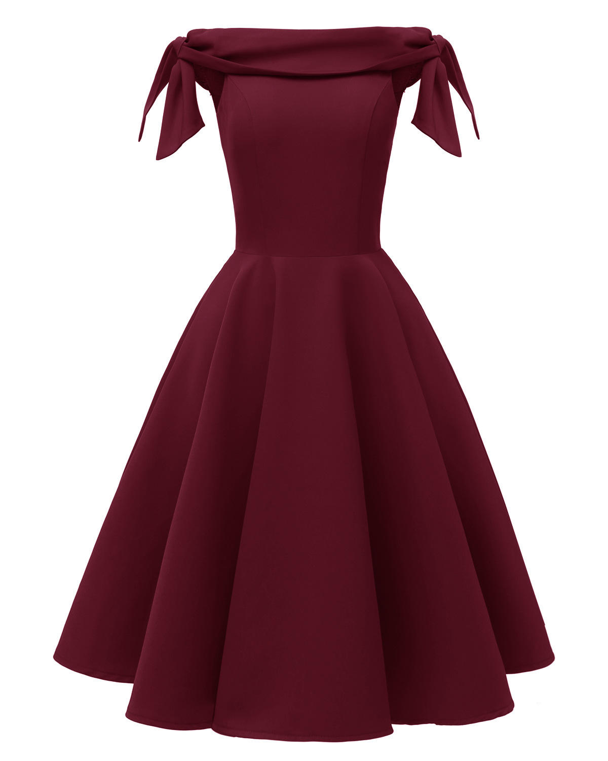Explosive Style One-shoulder Bowknot Waist Big Swing Dress