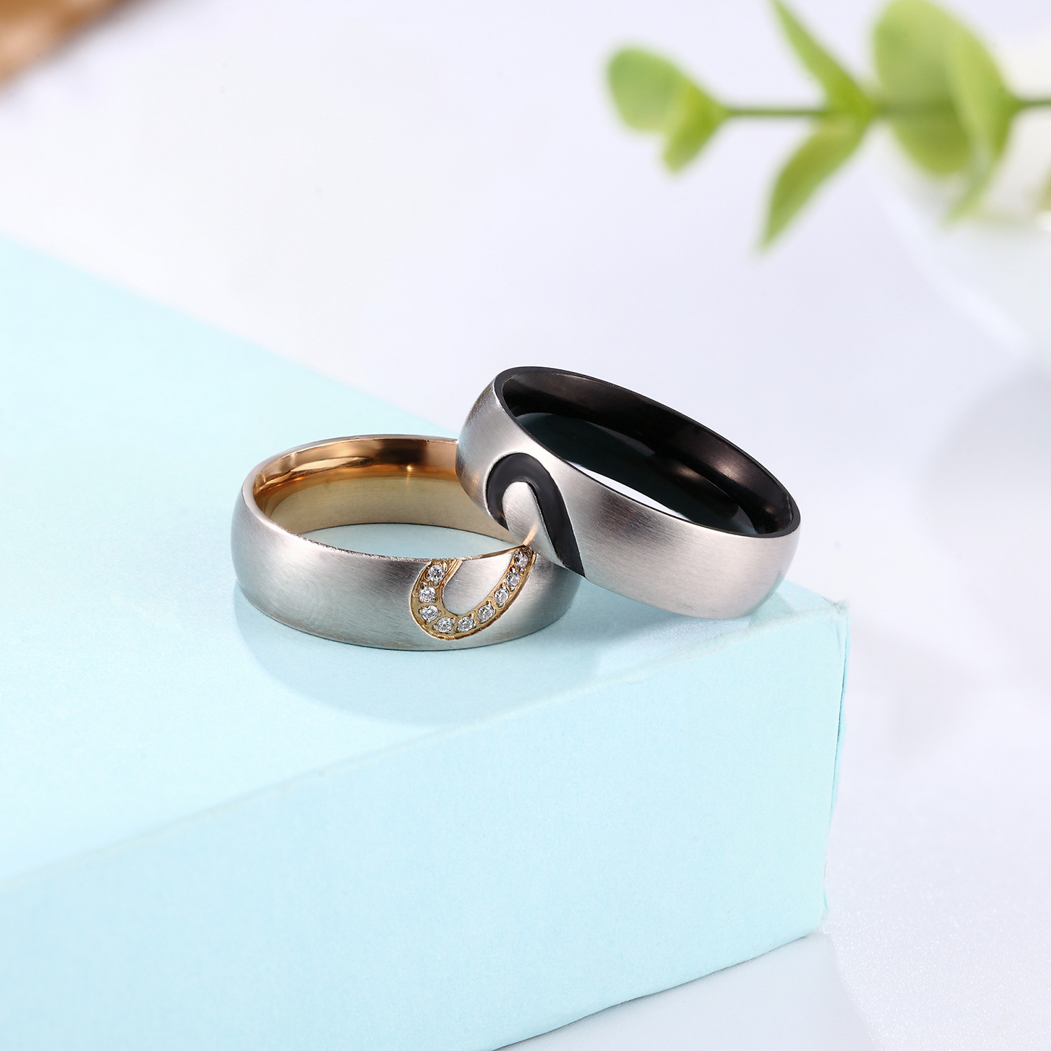 Fashionable Splice Heart Lover Ring Stainless Steel