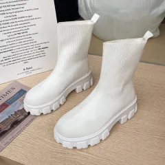 Short Thin Skinny Boots Women's Short Boots - White - View 1