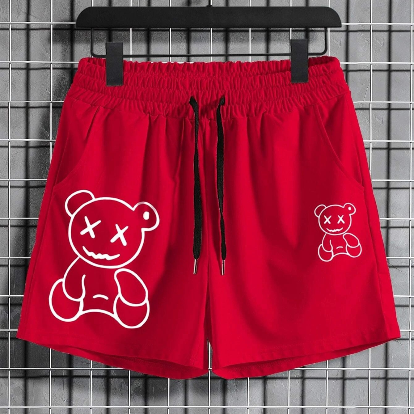 Title 2, Shorts de urso estampados de algodão para homens