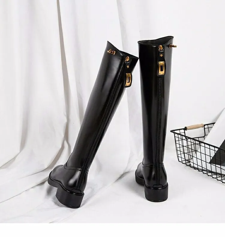 New Ladies Rider Black Long Boots - Black