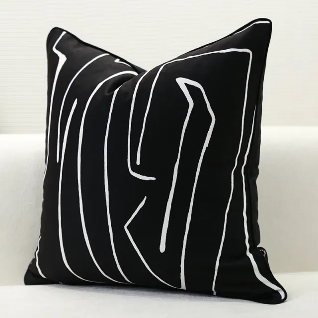 Nordic Style Pillow Cushion Sofa Cushion Black Double Sided Flower - Shop at LoveMi