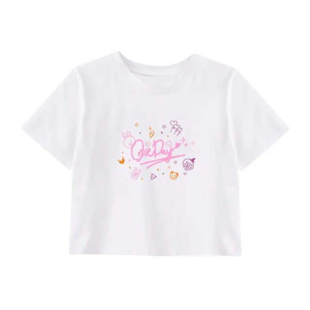 Pine Letter Printed Cotton Summer Song Clothes Exposed Umbilicus White - Shop at LoveMi