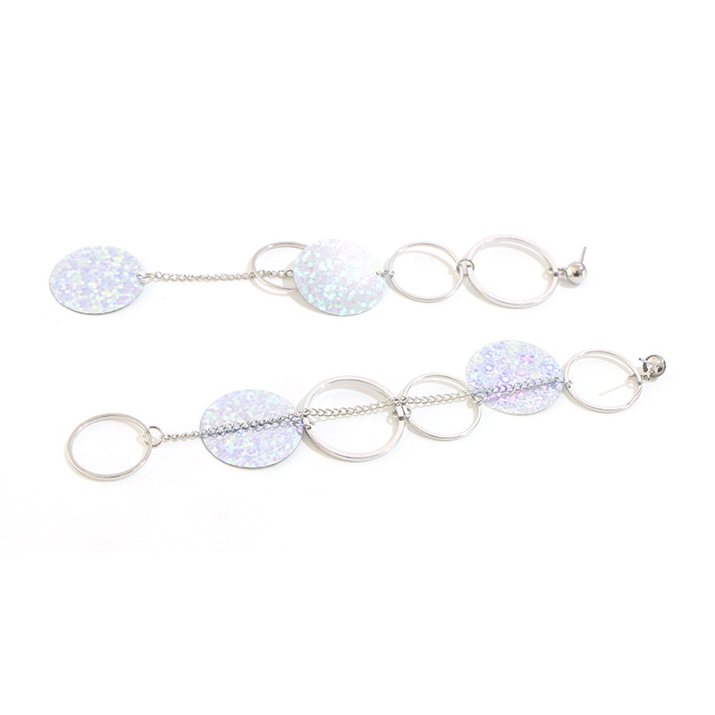 Creative Exaggerated Shiny Disc Chain Earrings Fashion