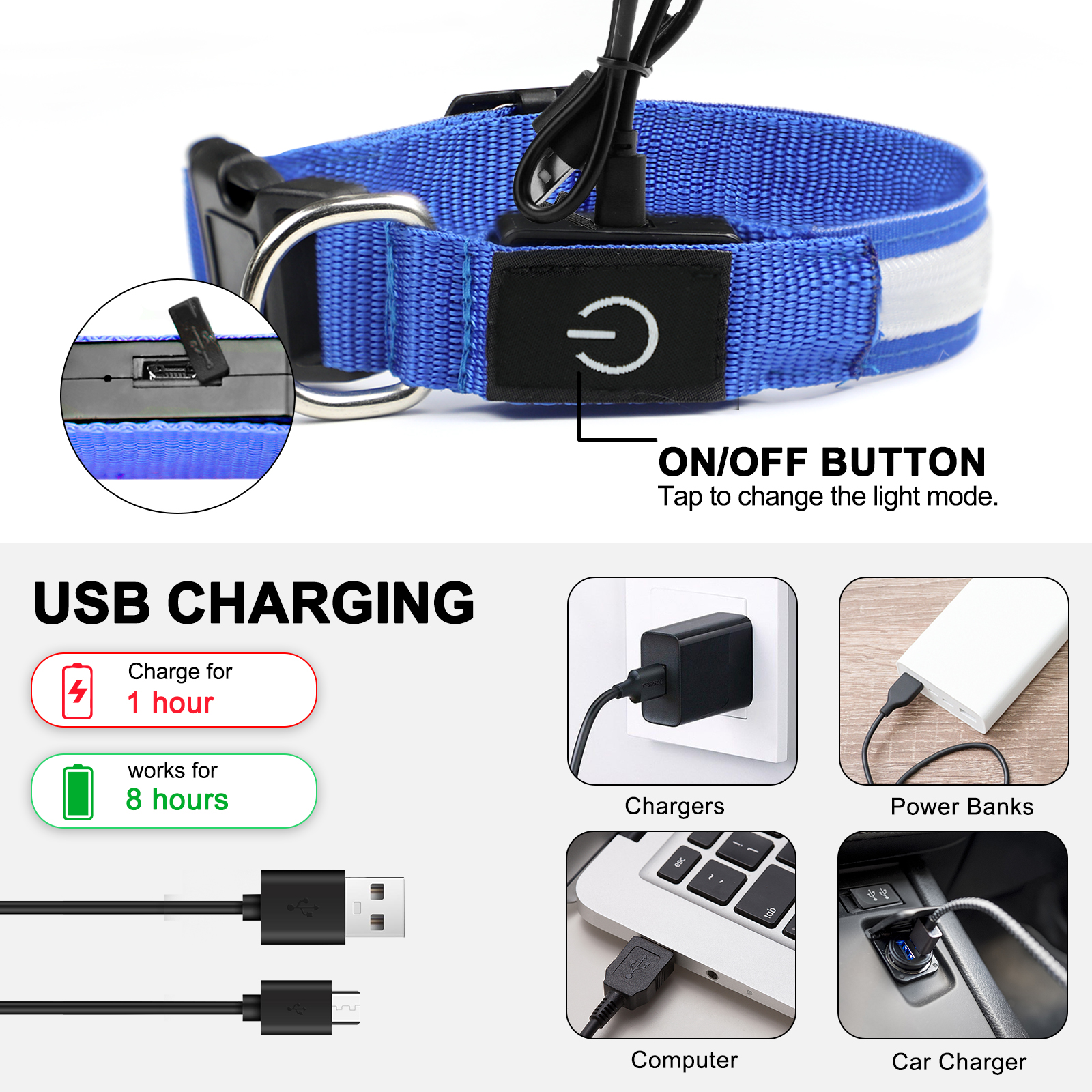 Light Up Dog Collar - Lights For The Dark Night, Adjustable Flashing — image 8