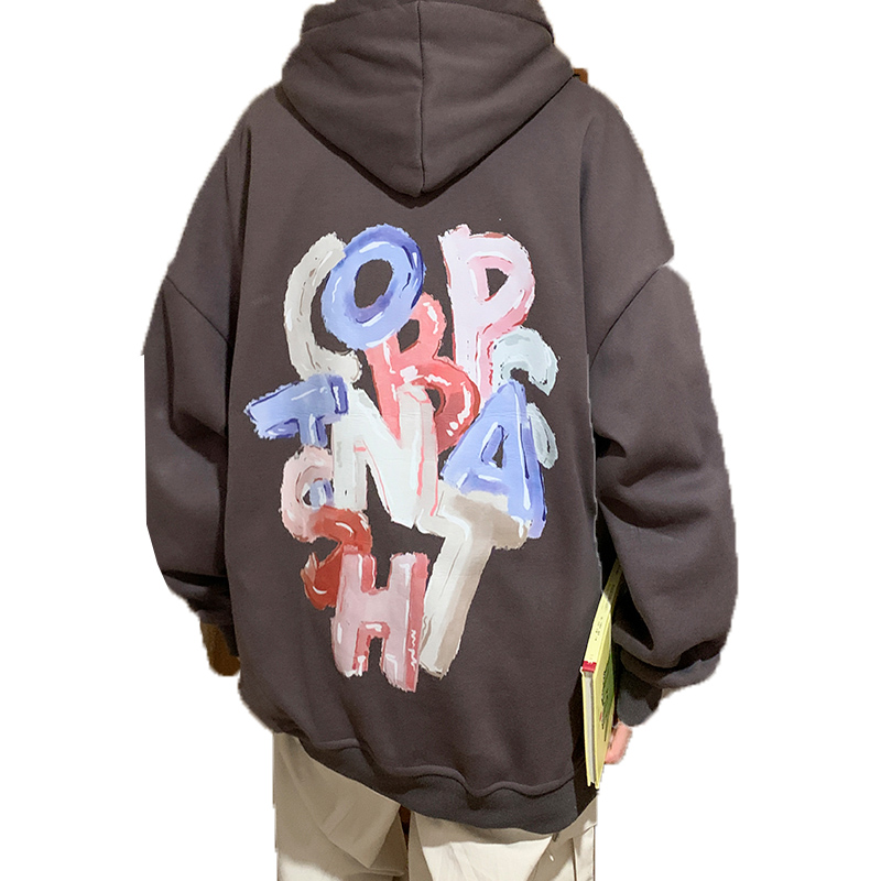 Letter Hooded Sweater Men's American Retro Loose Sports Jacket Handsome