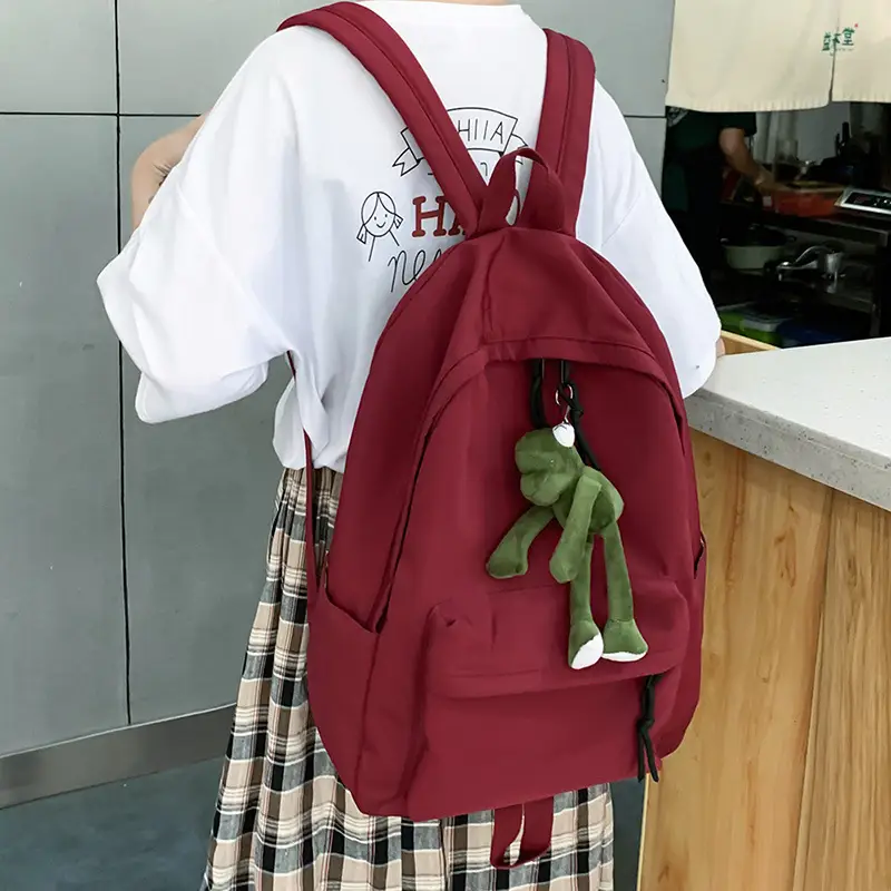 Female College Student Solid Color Large Capacity Harajuku Style Backpack