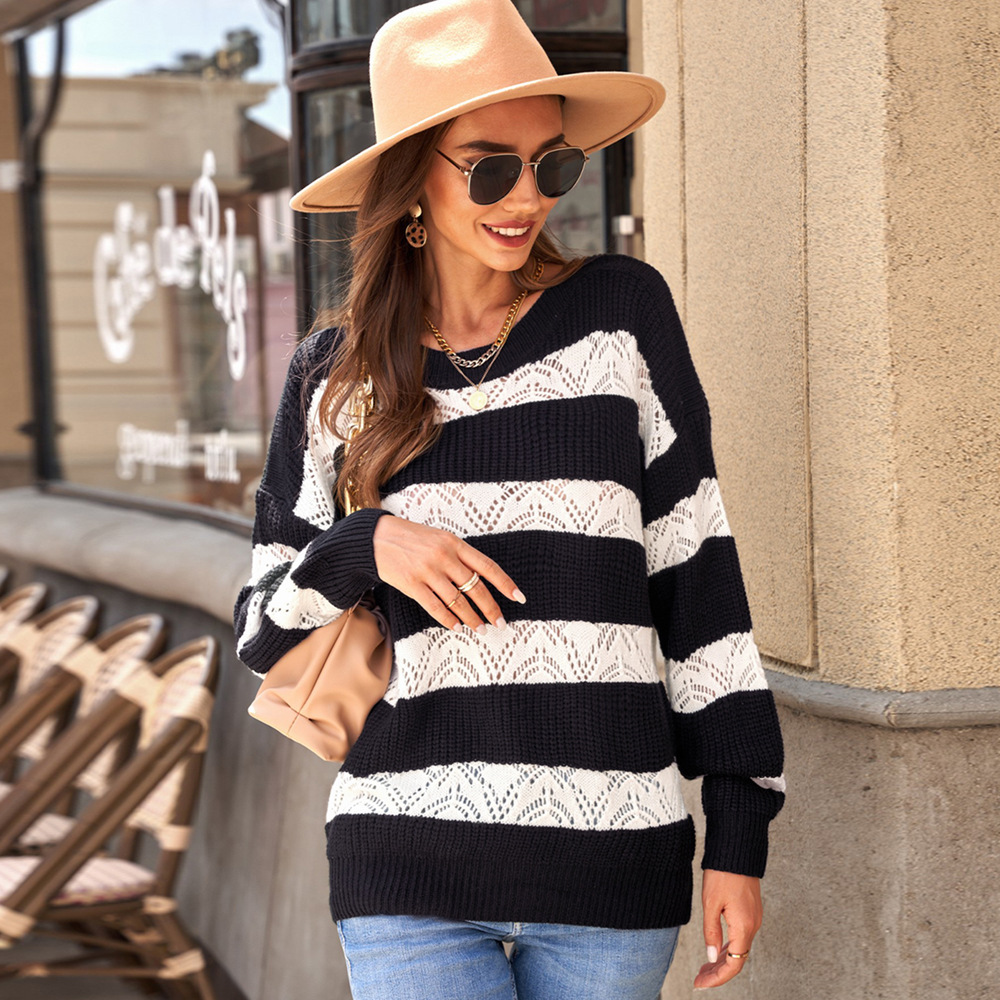 Fashion Loose Striped Long Sleeve Sweater