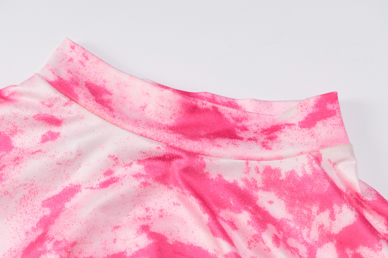 Title 2, Sexy Round Neck Print Halter Tie-dye Short T-shirt