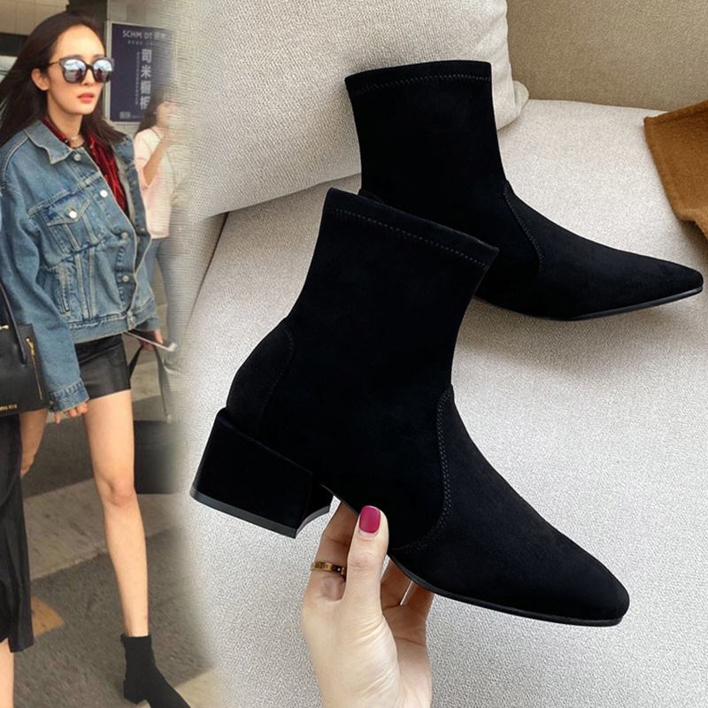 Spring And Autumn Single Shoes Thick Heel Short Boots Autumn And Winter New Wild Martin Boots