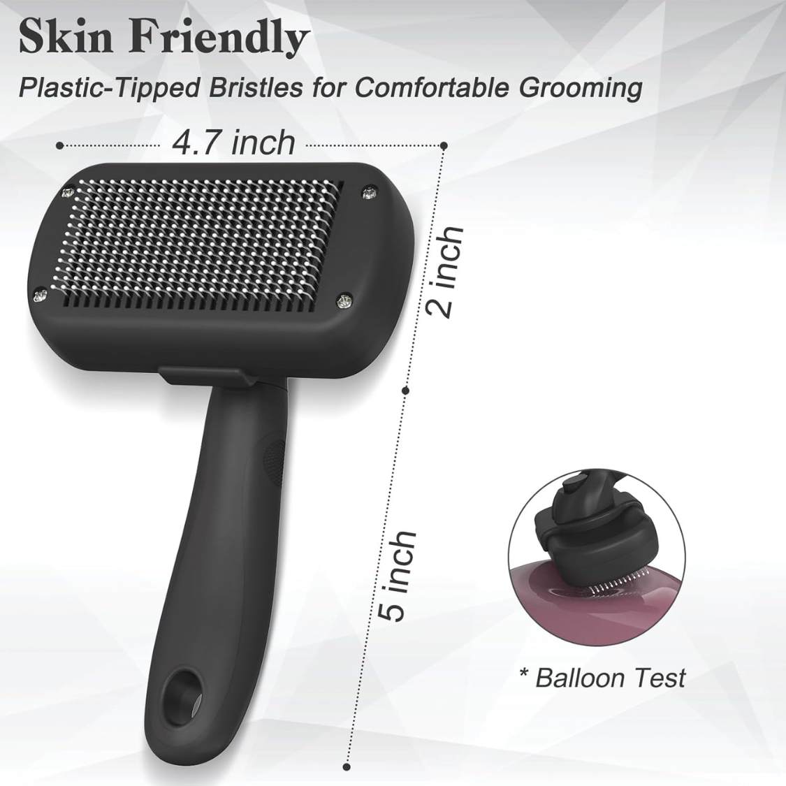 Self Cleaning Shedding Brush - Skin Friendly Grooming Tool For Dogs, Cats, And Puppies, Deshedding And Hair Removal For Long And Short Haired Pets, Black thumbnail 2