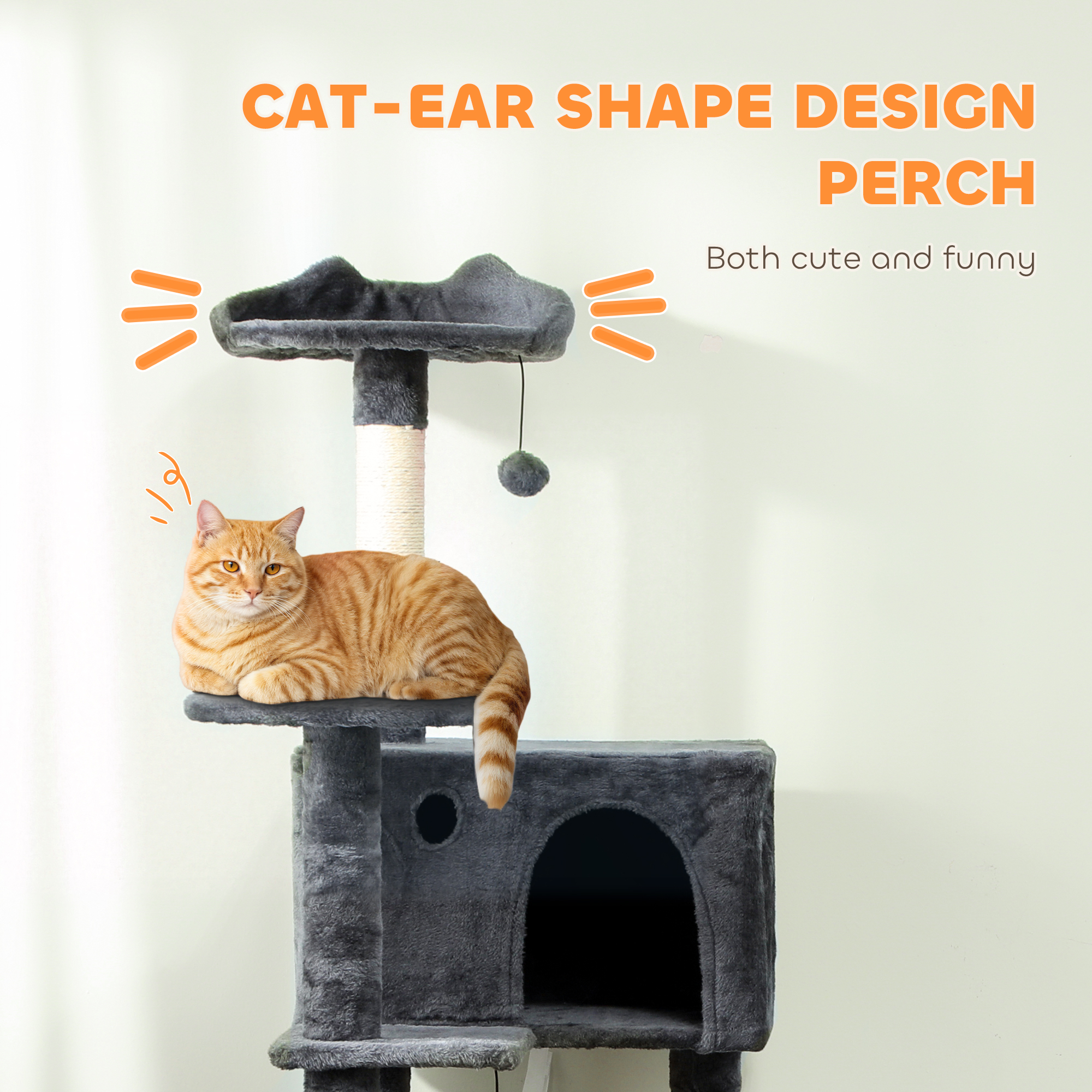180cm Large Cat Tree Tower With Sisal Grab Post, Nest, Plush Shelter, Hammock — image 8