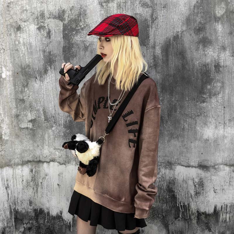 Retro Tie Dye Distressed Round Neck National Tide Kanye Couple Sweater