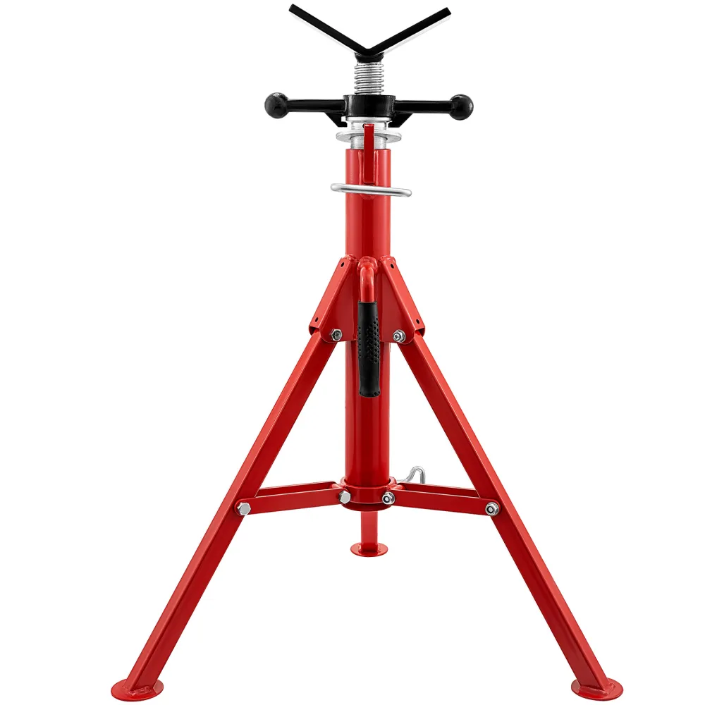 V Head Pipe Stand 1'8-12 Inch Capacity, Adjustable Height 28-52 Inch, Pipe Stands 2500 Lbs Load Capacity, Portable Folding Pipe Stands, Carbon Steel Body More Durable