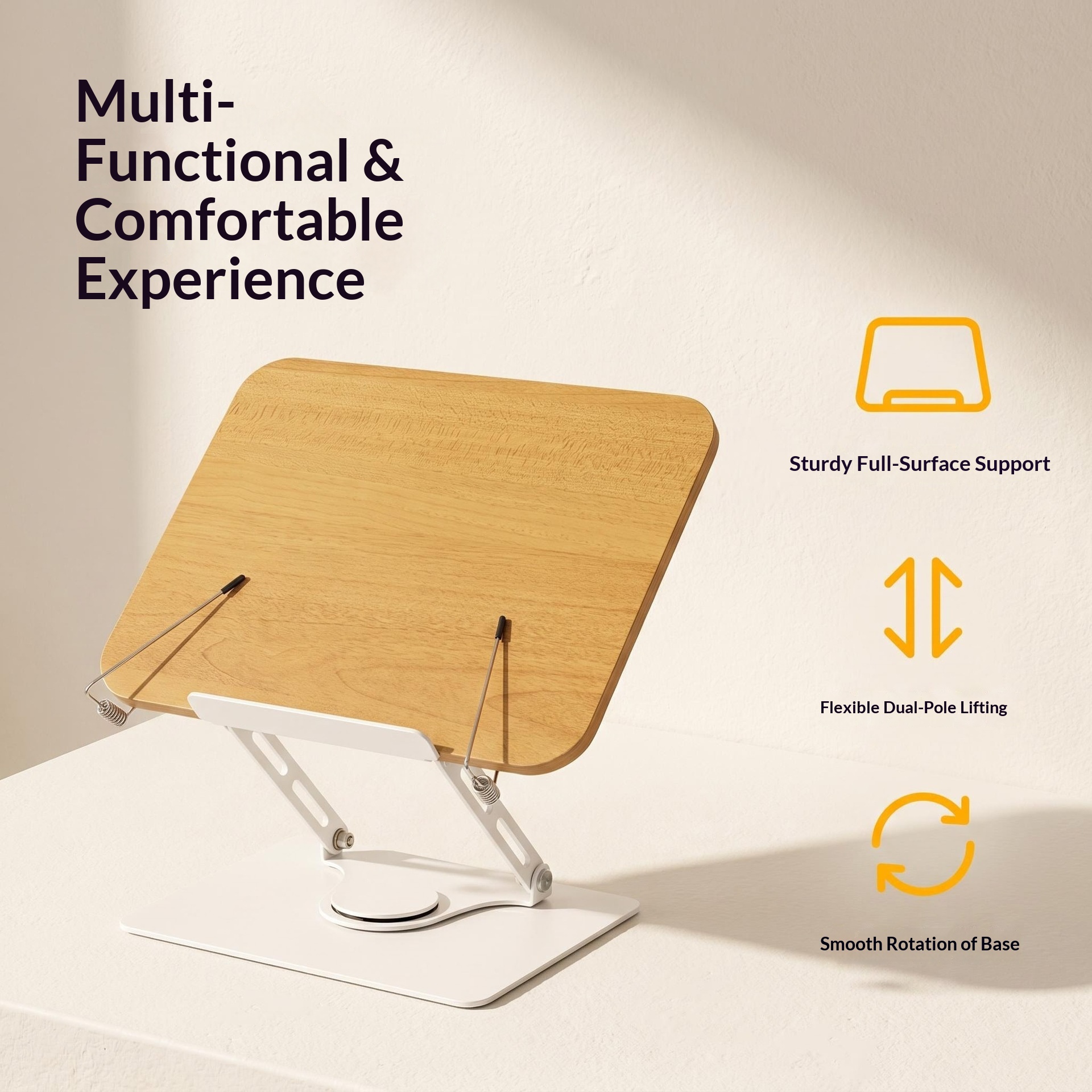 360 Rotating Desktop Book Stand Tablet Holder Adjustable Reading Rest For Books, IPad Tablets, Perfect For Students 2