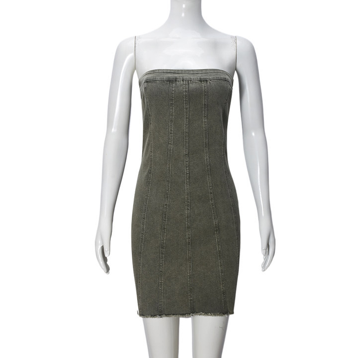 Модное джинсовое платье с открытой спиной, летние сексуальные тонкие короткие платья Y2K для женской одежды