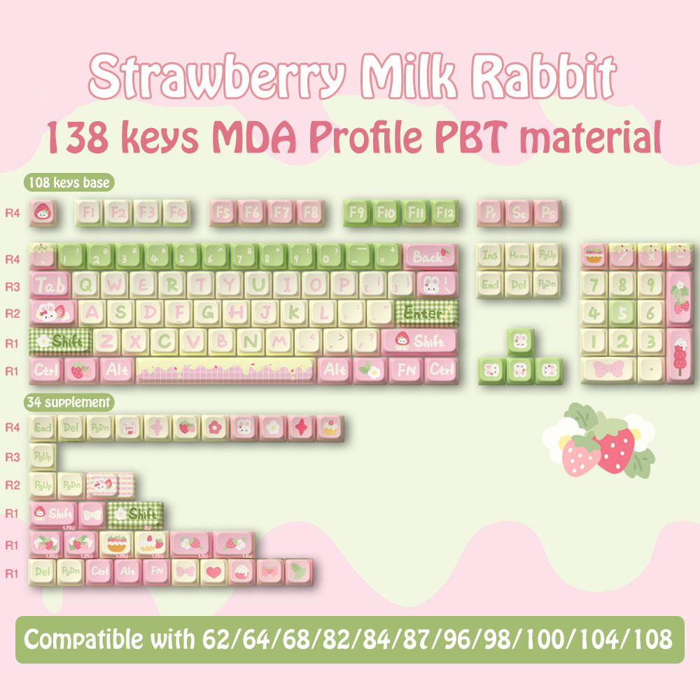 Title 5, Strawberry Milk Bunny Cute MDA Key Cap