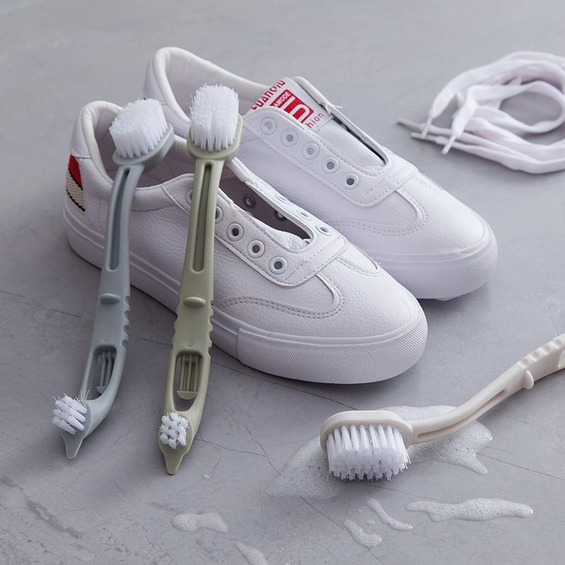Plain Color Hangable Double-headed Long Handle Cleaning Shoe Brush