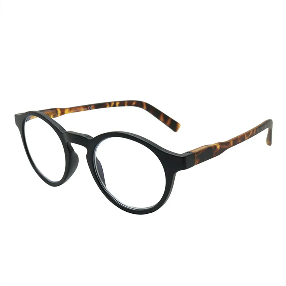 Round PC Full Frame Anti-Blue Light Reading Glasses - Black