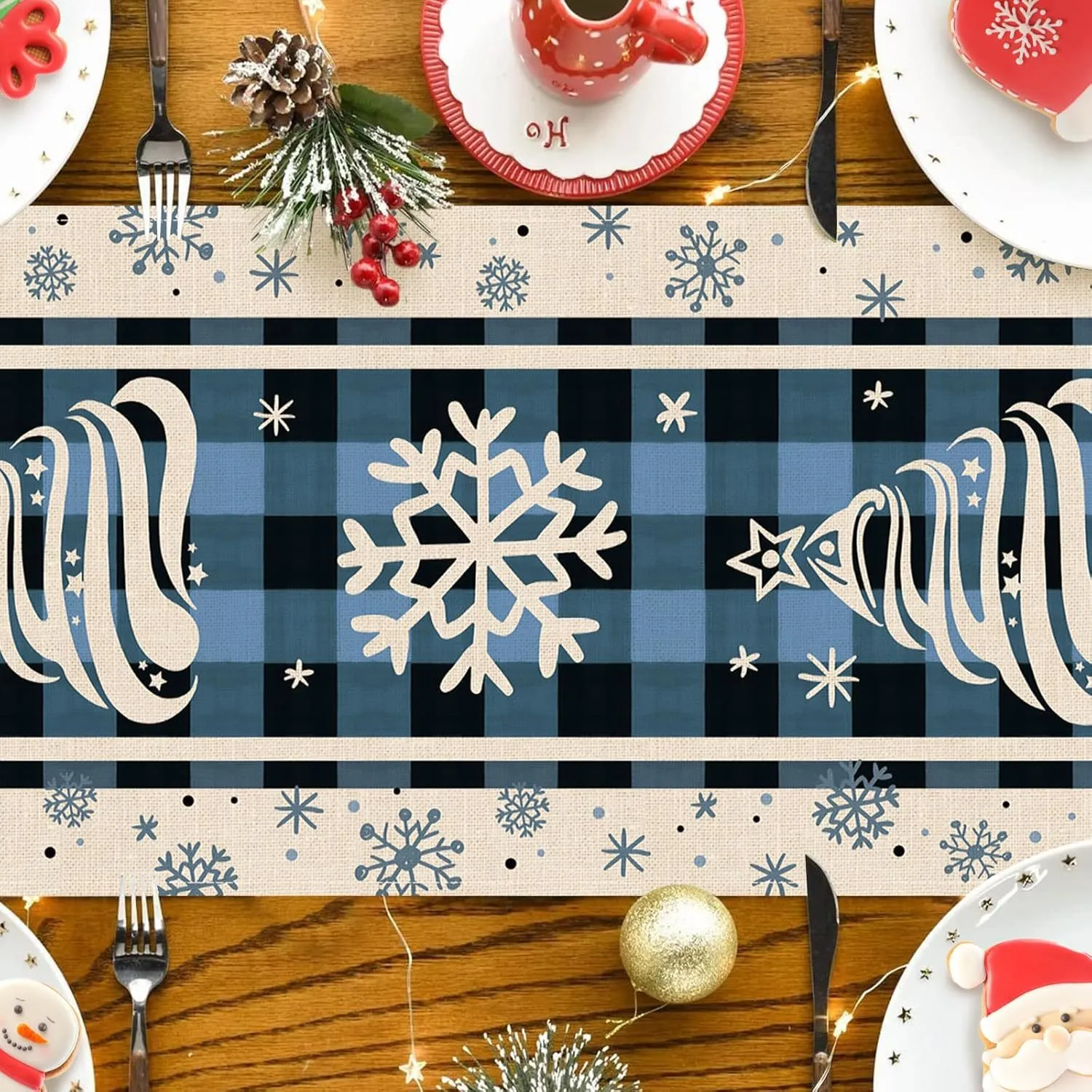 Christmas Trees Merry Xmas Table Runner, Seasonal Winter Holiday Kitchen Dining Table Decoration For Indoor Outdoor Home Party Decor 13 X 72 Inch – image 8