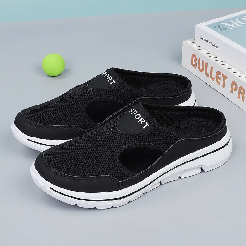 Mesh Shoes Summer Sports Slippers Women Men Casual Slip On Loafers Lovers - Black
