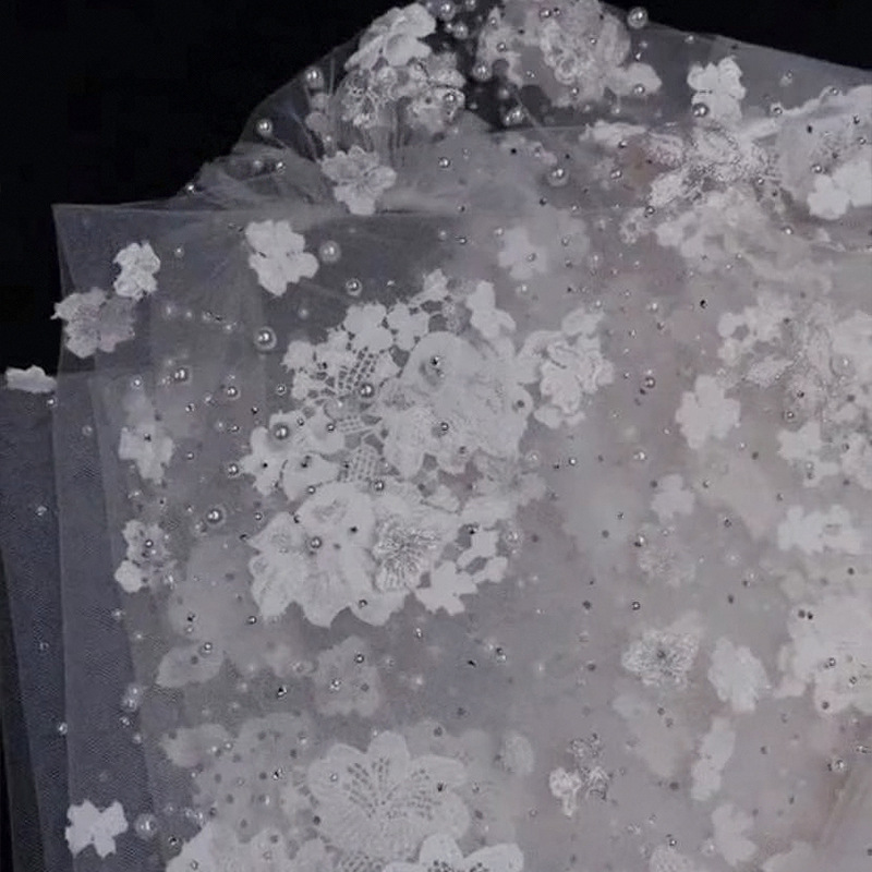 Korean Pearl Lace Rhinestone Headdress