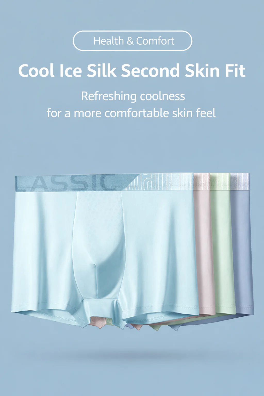Men's Ice Silk Boxer Briefs Breathable, Moisture-Managing, Ultra-Soft Comfort Underwear For Summer