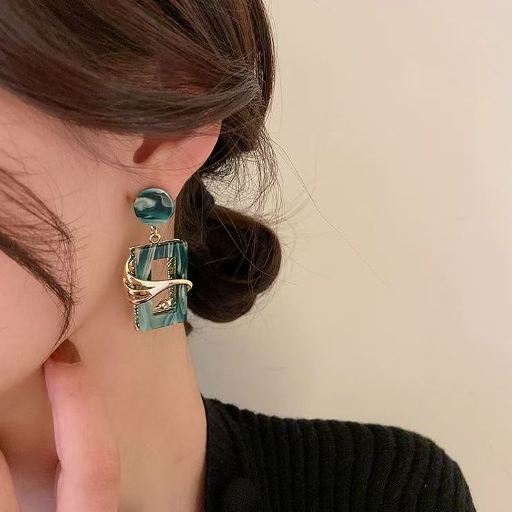 Spring Vintage Square Earrings, Elegant High-end Acrylic Jewelry For Women