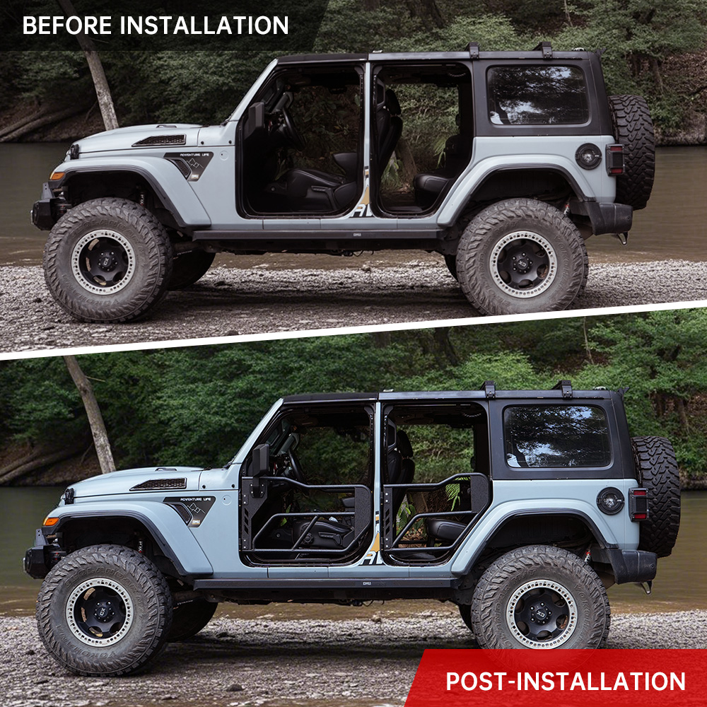Tube Doors With Side View Mirror For 2018-2025 Je Ep Wrangler JL JLU And Gladiator JT 4-Doors - Includes 4XE 4-piece Set Off Road Summer Trail Adventure