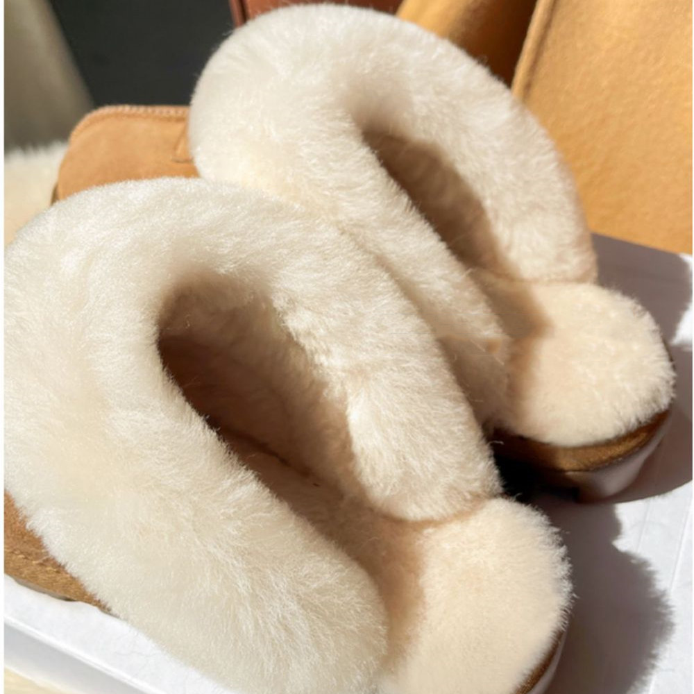 Wrapped Wool Snow Boots With Fur
